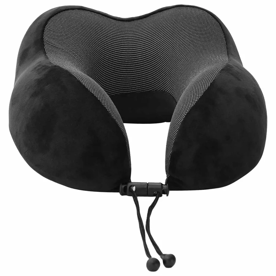 Oreiller de Voyage pour le Cou Réglable Noir 27 x 26 x 14 cm - 4