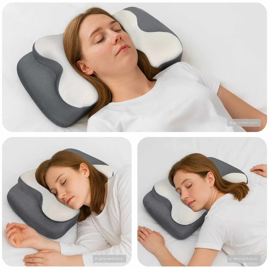 Coussin cervical Blanc Mousse à mémoire de forme