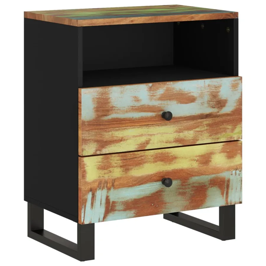 Table de chevet 50x33x62cm Bois de récupération et d'ingénierie - 10