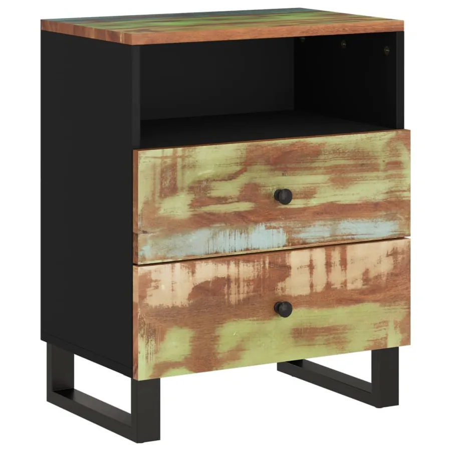 Table de chevet 50x33x62cm Bois de récupération et d'ingénierie - 11