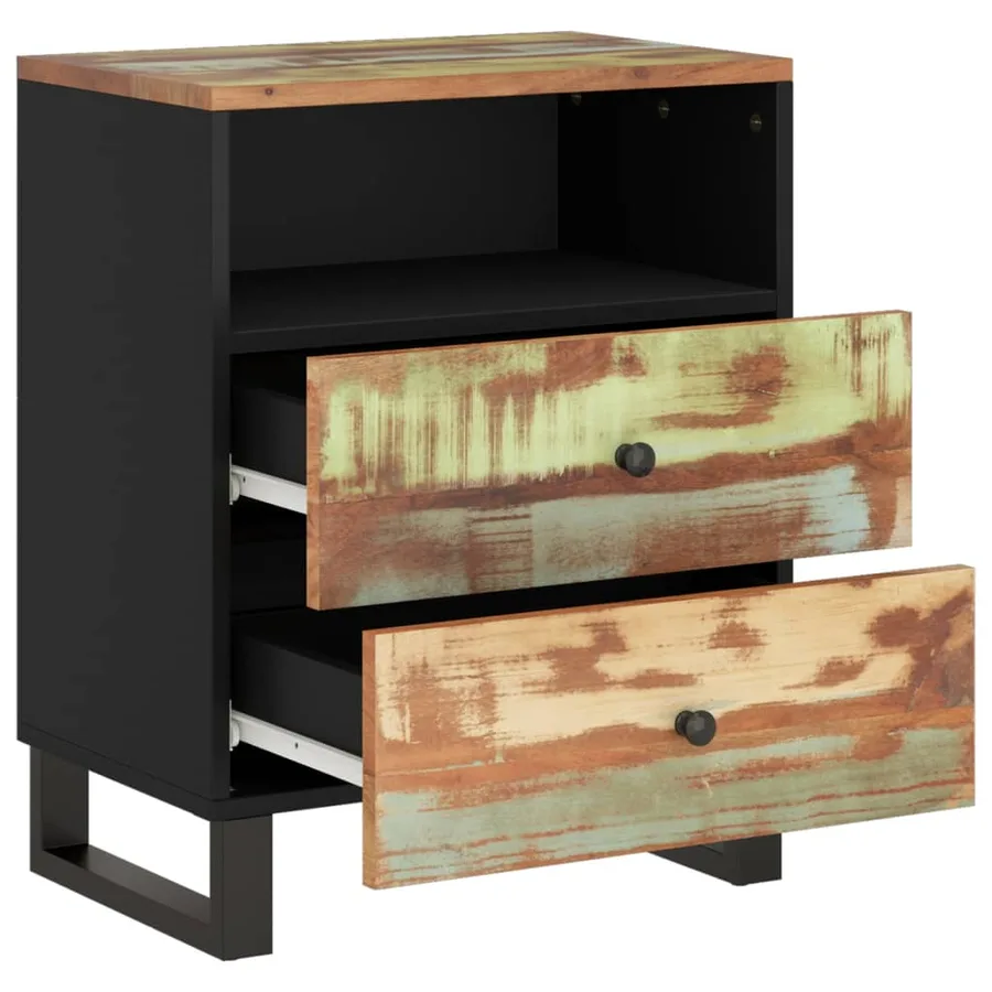 Table de chevet 50x33x62cm Bois de récupération et d'ingénierie - 4