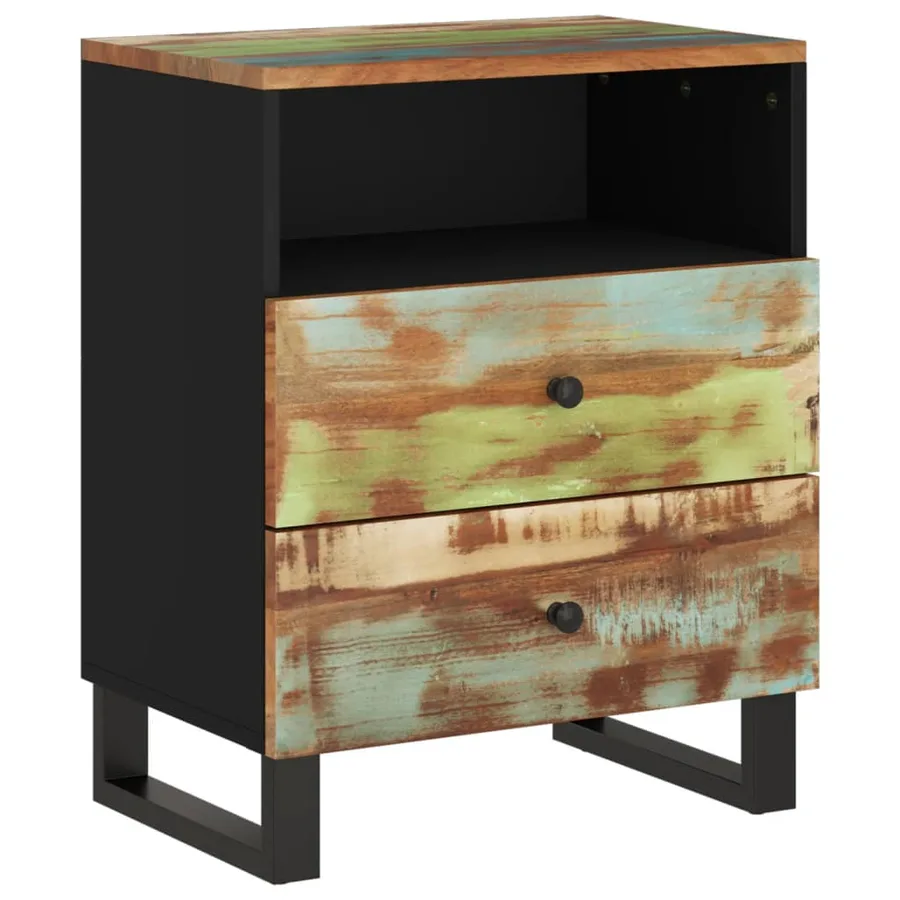 Table de chevet 50x33x62cm Bois de récupération et d'ingénierie - 9