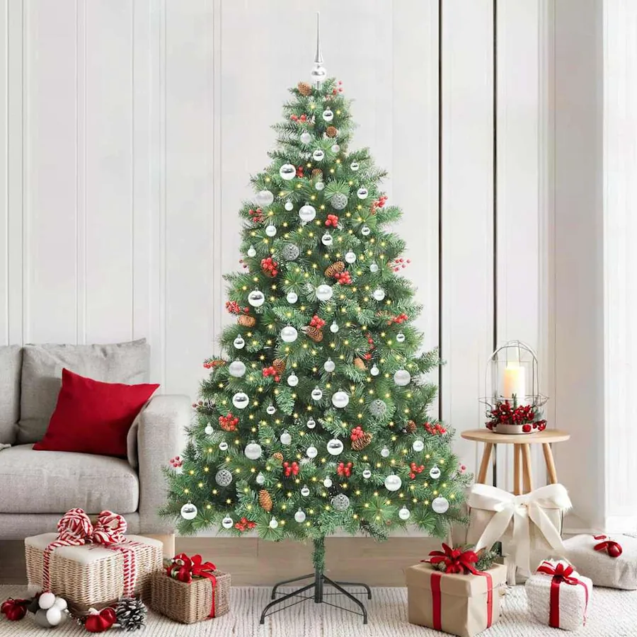 Sapin de Noël artificiel Vert 210 cm PVC et métal
