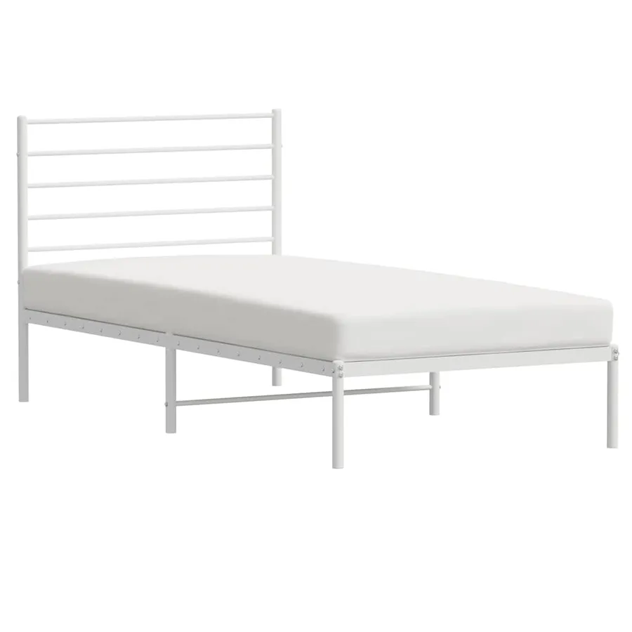 Cadre de lit métal sans matelas avec tête de lit blanc 75x190cm - 5