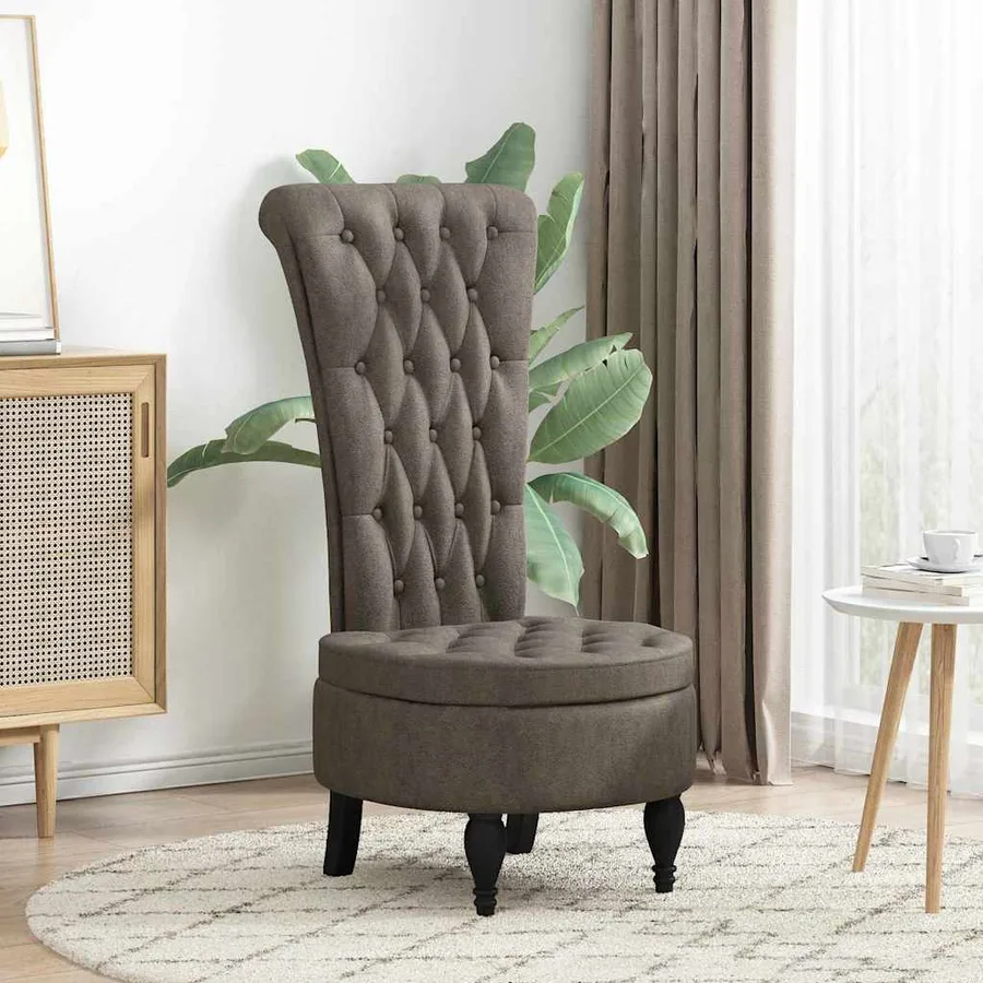 Fauteuil à pantoufle Gris foncé 56,5 x 70 x 110 cm Simili daim - 3