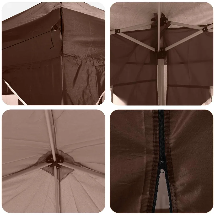 Tente de fête pop-up 192 x 192 x 245 cm Marron - 12