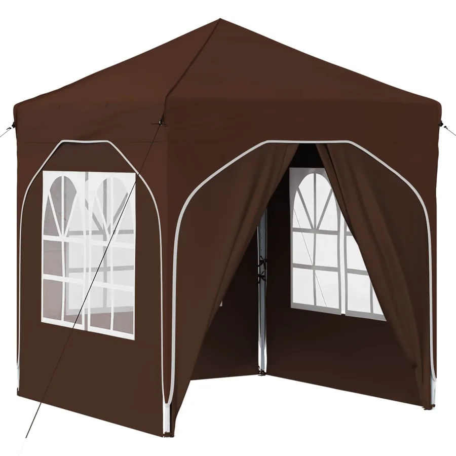 Tente de fête pop-up 192 x 192 x 245 cm Marron - 2