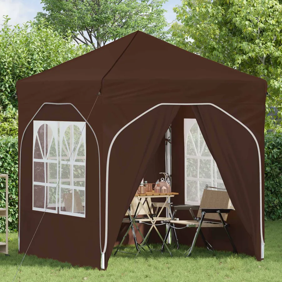 Tente de fête pop-up 192 x 192 x 245 cm Marron - 3