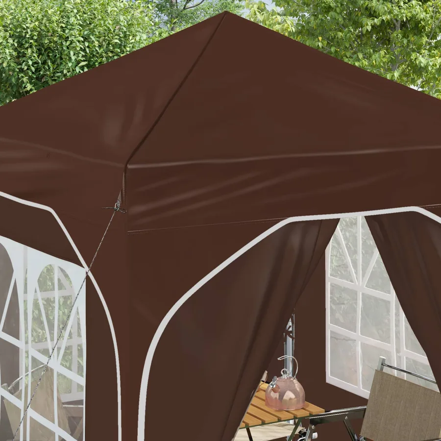 Tente de fête pop-up 192 x 192 x 245 cm Marron - 4