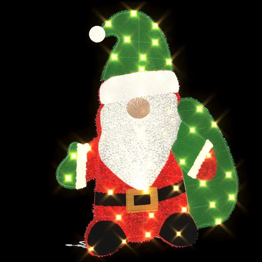Père Noël éclairé Blanc chaud 70 x 62 cm Tissu en Guirlande - 4