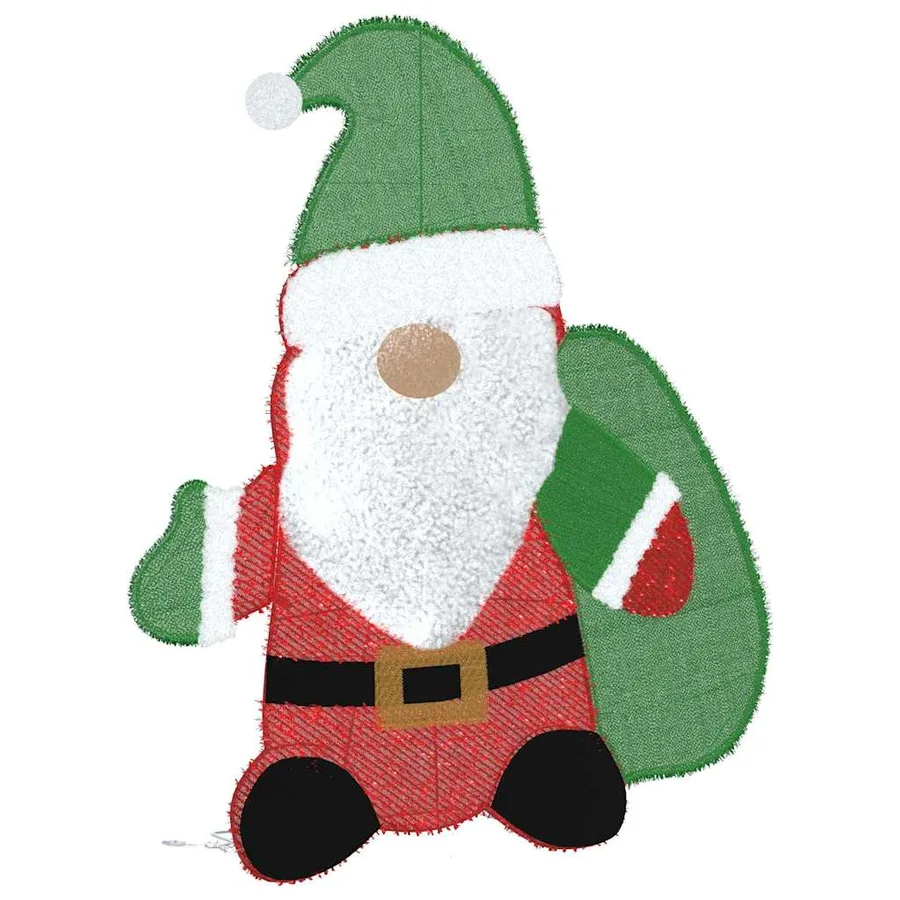 Père Noël éclairé Blanc chaud 70 x 62 cm Tissu en Guirlande - 5