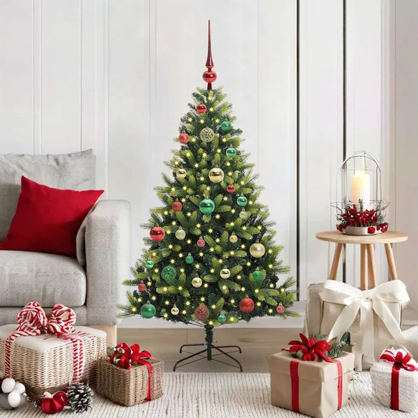 Arbre de Noël artificiel à charnières 150 LED Vert 120 cm