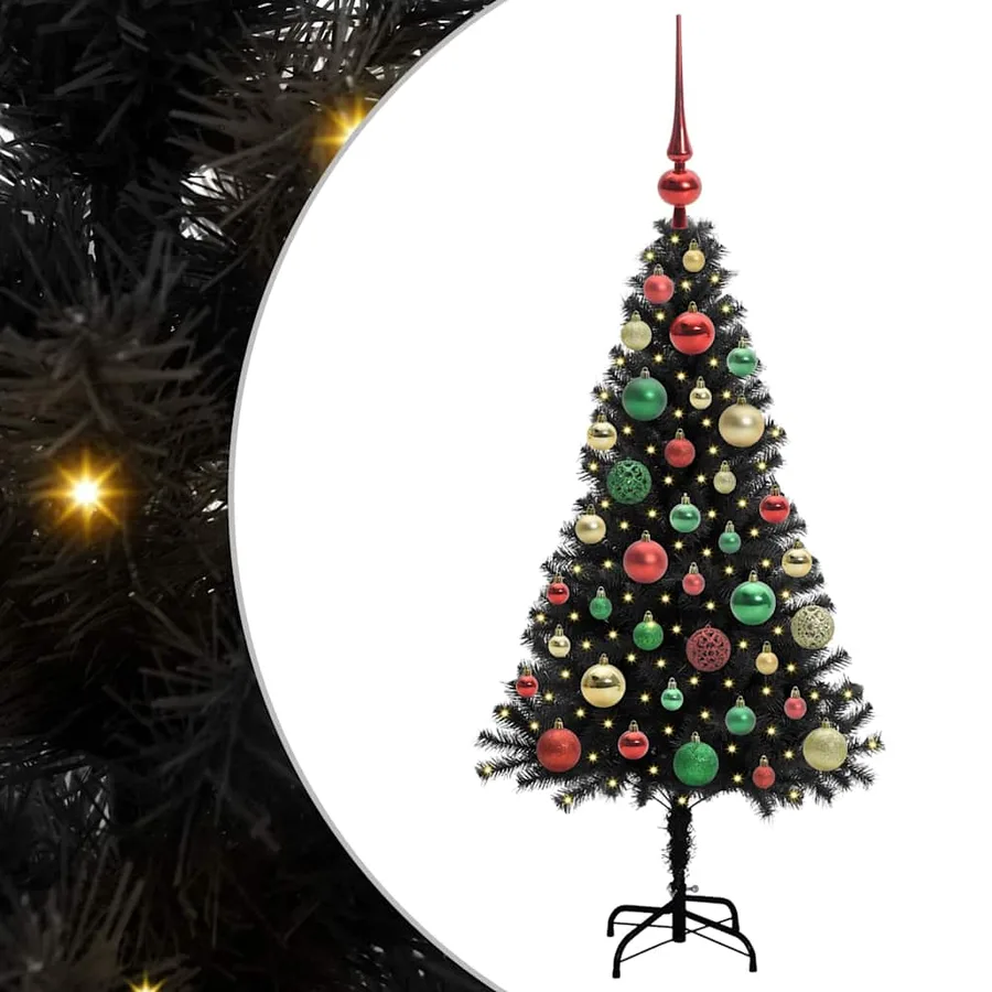 Sapin de Noël avec 150 LED avec support Noir 120 cm PVC - 2