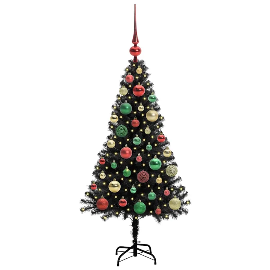 Sapin de Noël avec 150 LED avec support Noir 120 cm PVC - 3