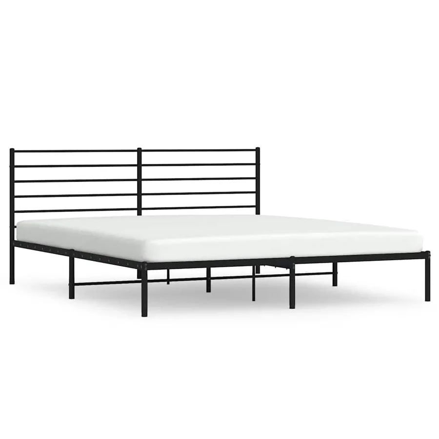 Cadre de lit métal sans matelas avec tête de lit noir 183x213cm - 2