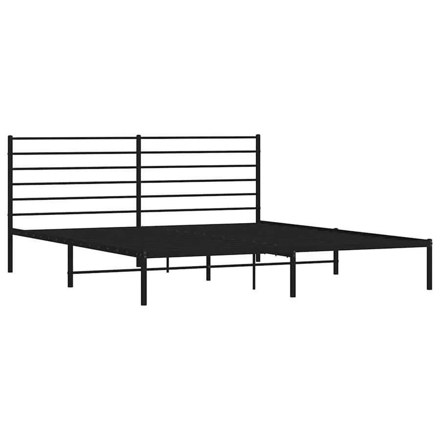 Cadre de lit métal sans matelas avec tête de lit noir 183x213cm - 4