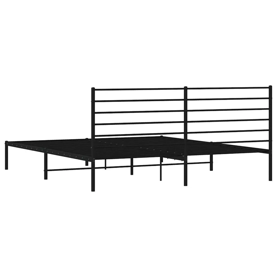 Cadre de lit métal sans matelas avec tête de lit noir 183x213cm - 8