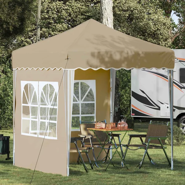 Tente de fête pop-up 195 x 195 x 245 cm Crème Tissu Oxford