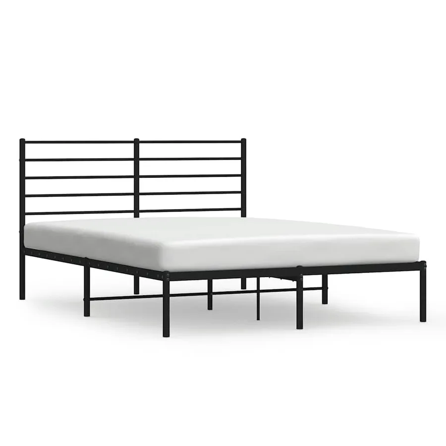 Cadre de lit métal sans matelas avec tête de lit noir 135x190cm - 2