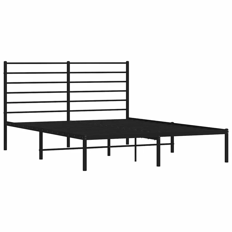 Cadre de lit métal sans matelas avec tête de lit noir 135x190cm - 4