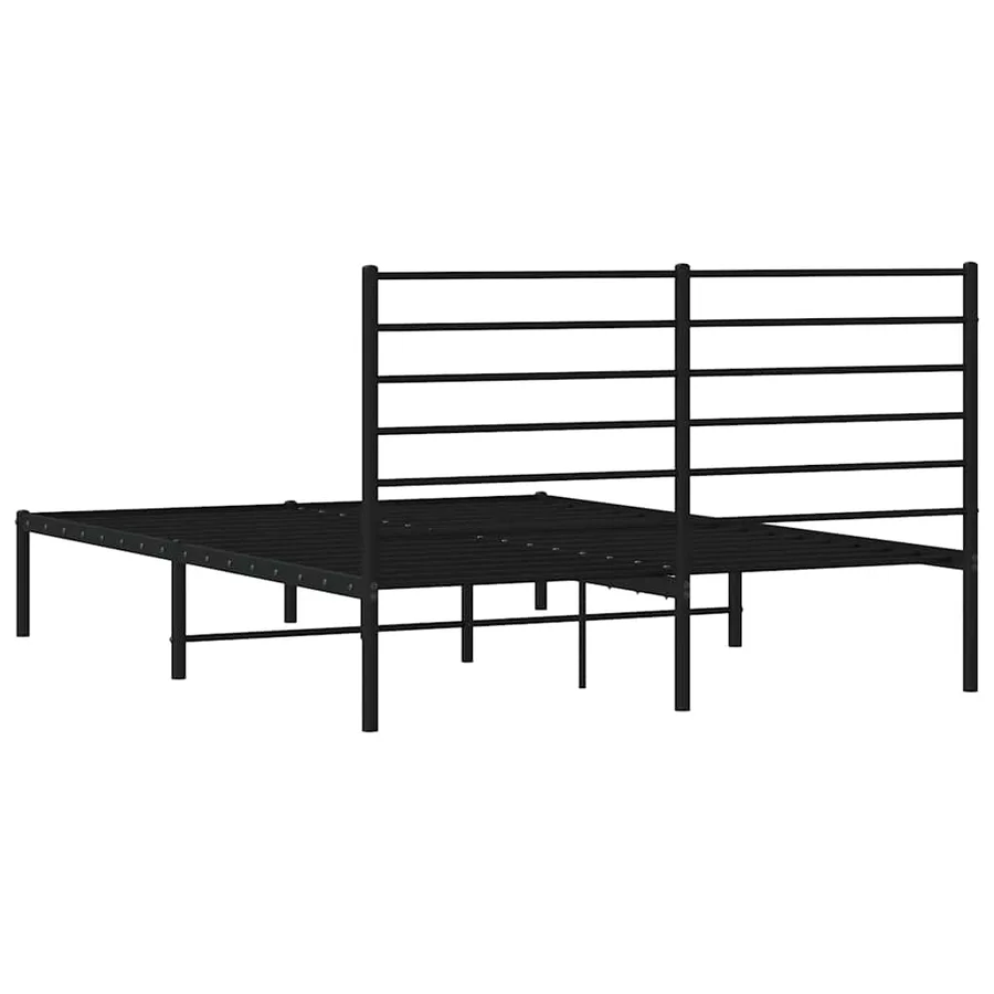 Cadre de lit métal sans matelas avec tête de lit noir 135x190cm - 8