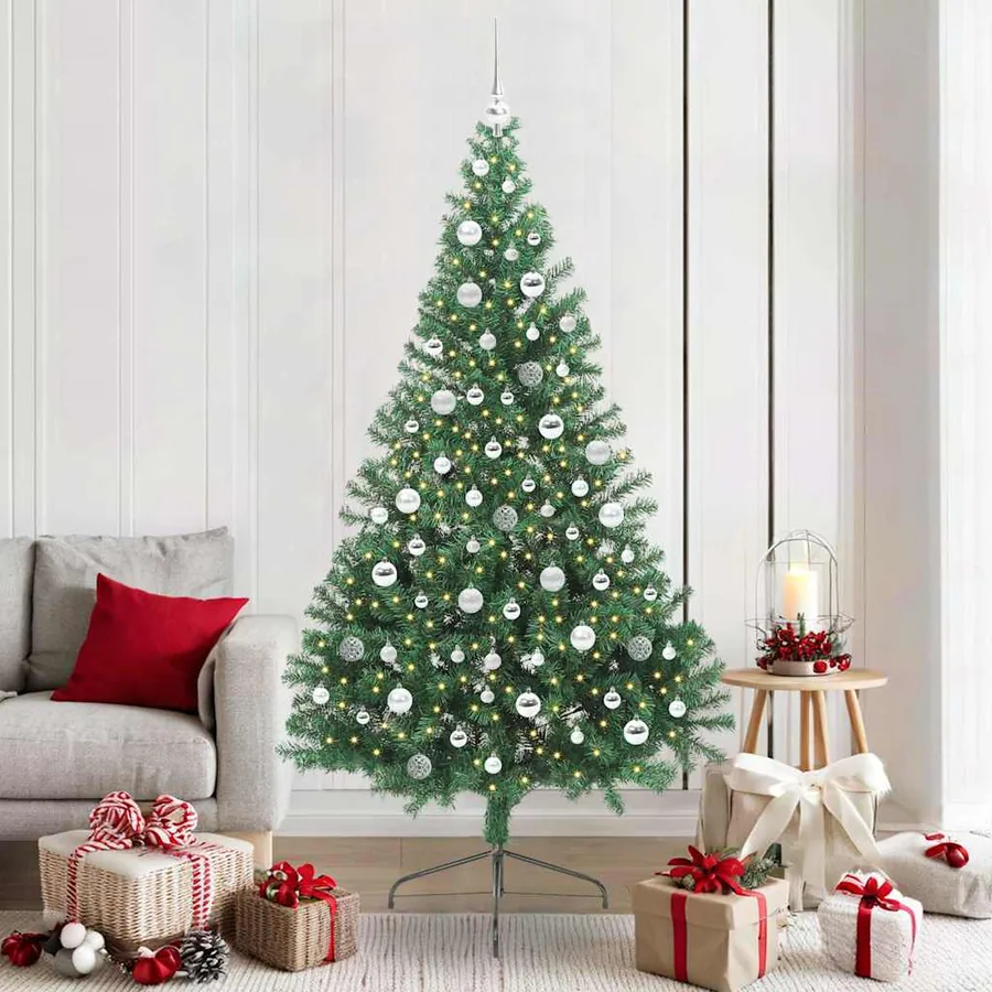 Sapin de Noël artificiel pré-éclairé Vert 210 cm PVC