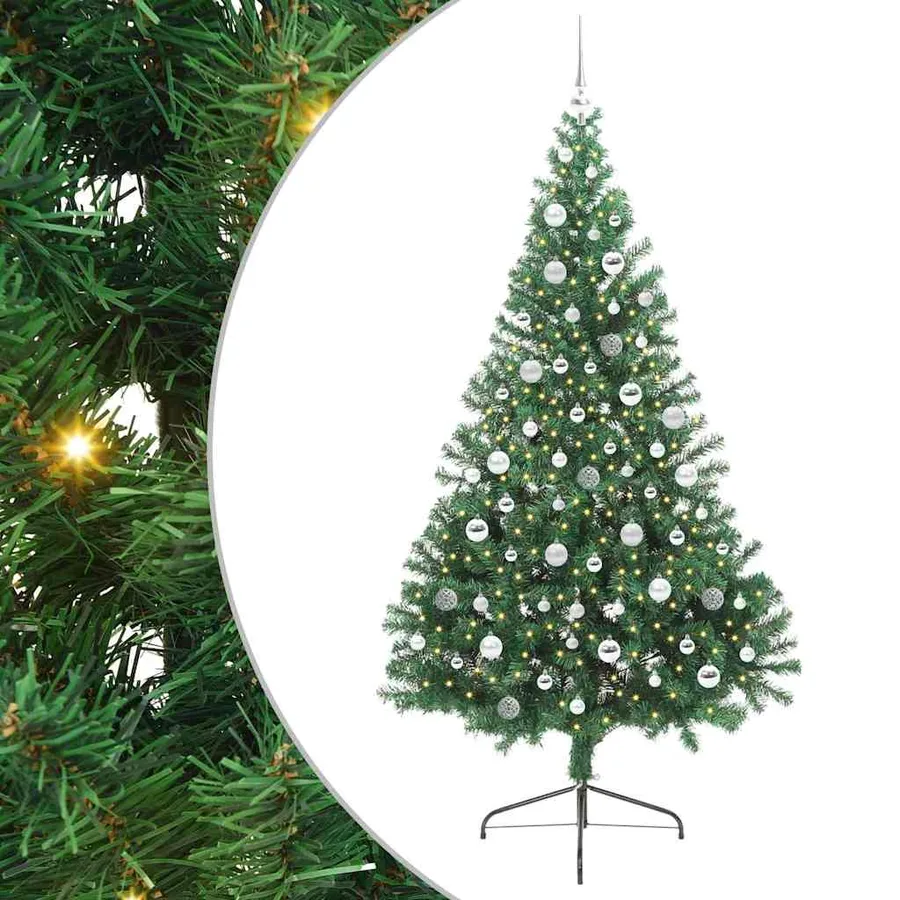 Sapin de Noël artificiel pré-éclairé Vert 210 cm PVC - 2