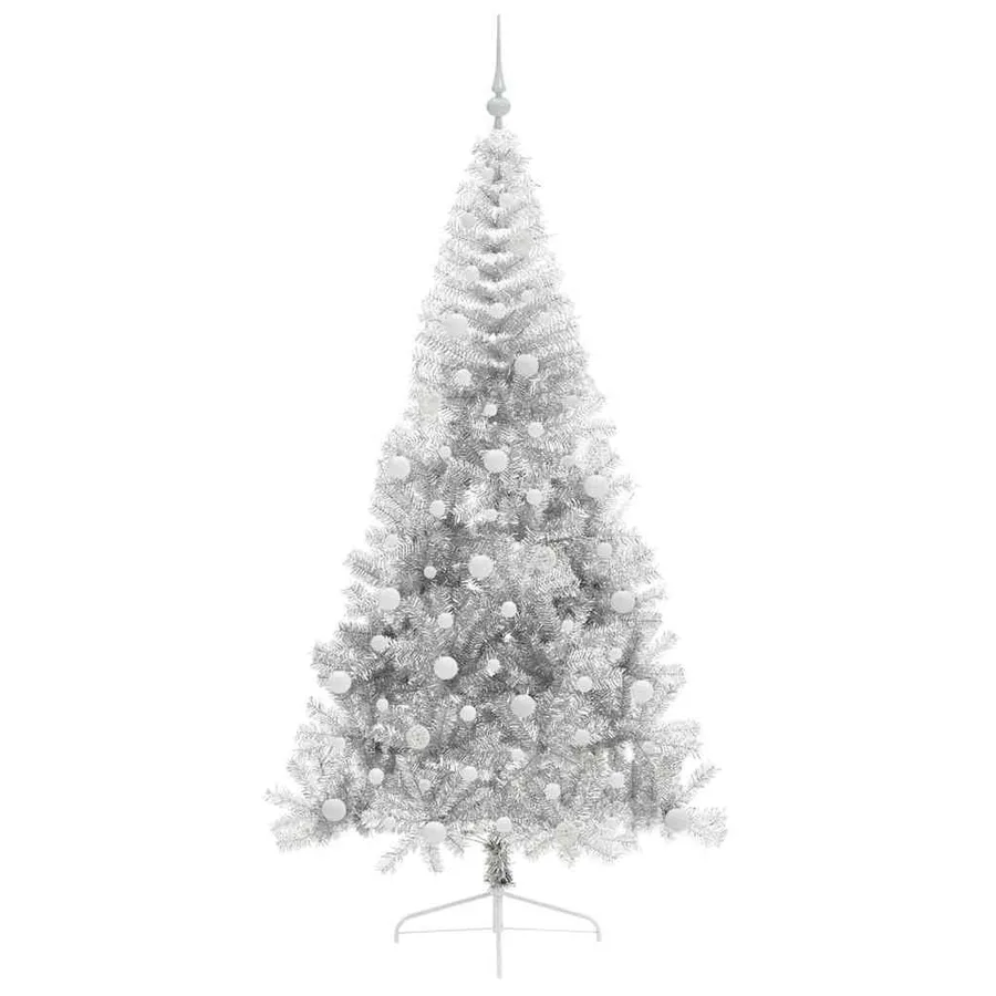 Sapin de Noël artificiel pré-éclairé Argent 240 cm PET - 4