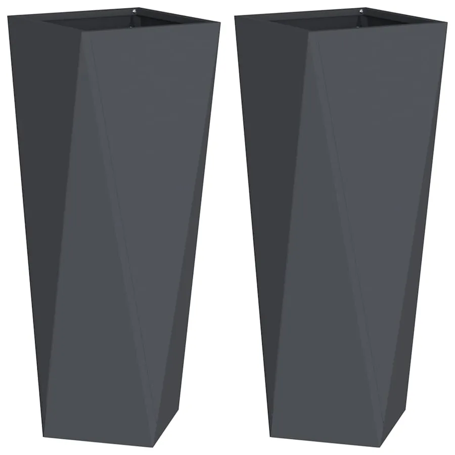 Jardinière 2 pc Anthracite 30 x 30 x 75 cm Acier - 2