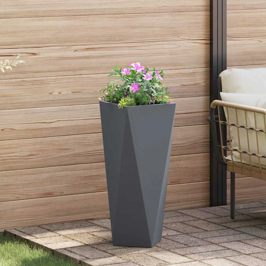 Jardinière 2 pc Anthracite 30 x 30 x 75 cm Acier - 4