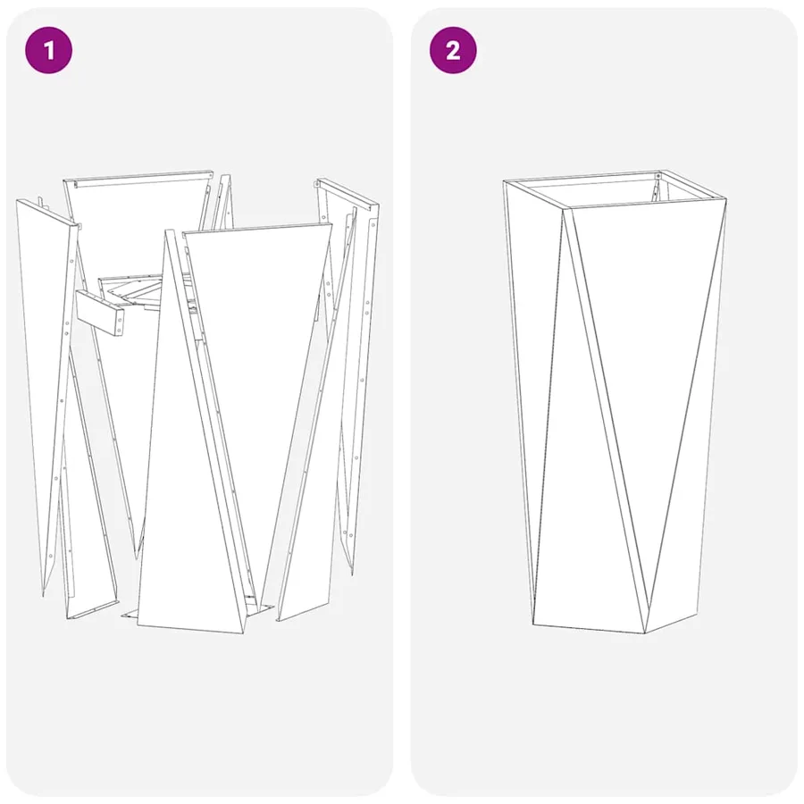 Jardinière 2 pc Anthracite 30 x 30 x 75 cm Acier - 9