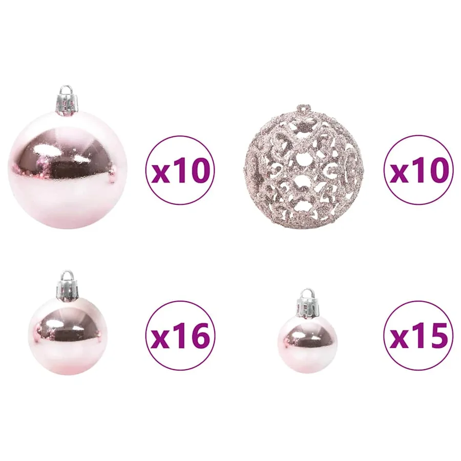 Ensemble de Boules de Noël avec 300 LED 120 pcs Rose Plastique - 5