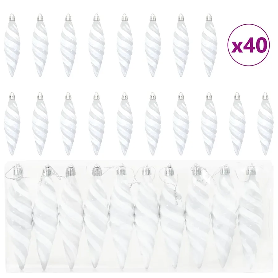 Boule en forme de spirale de Noël 40 pcs Blanc Plastique - 2