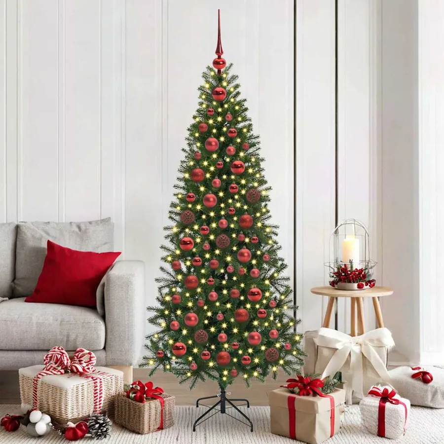 Ensemble de Boules de Noël avec 300 LED 120 pcs Rouge Plastique