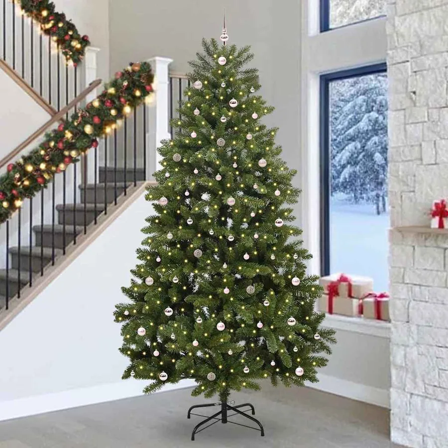 Sapin de Noël artificiel avec 300 LED Vert 300 cm PVC et métal