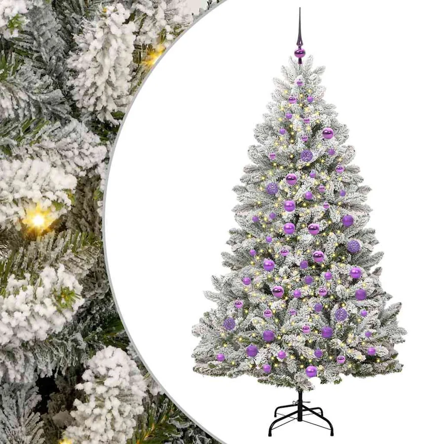 Sapin de Noël artificiel Vert et blanc 180 cm PVC et métal - 2