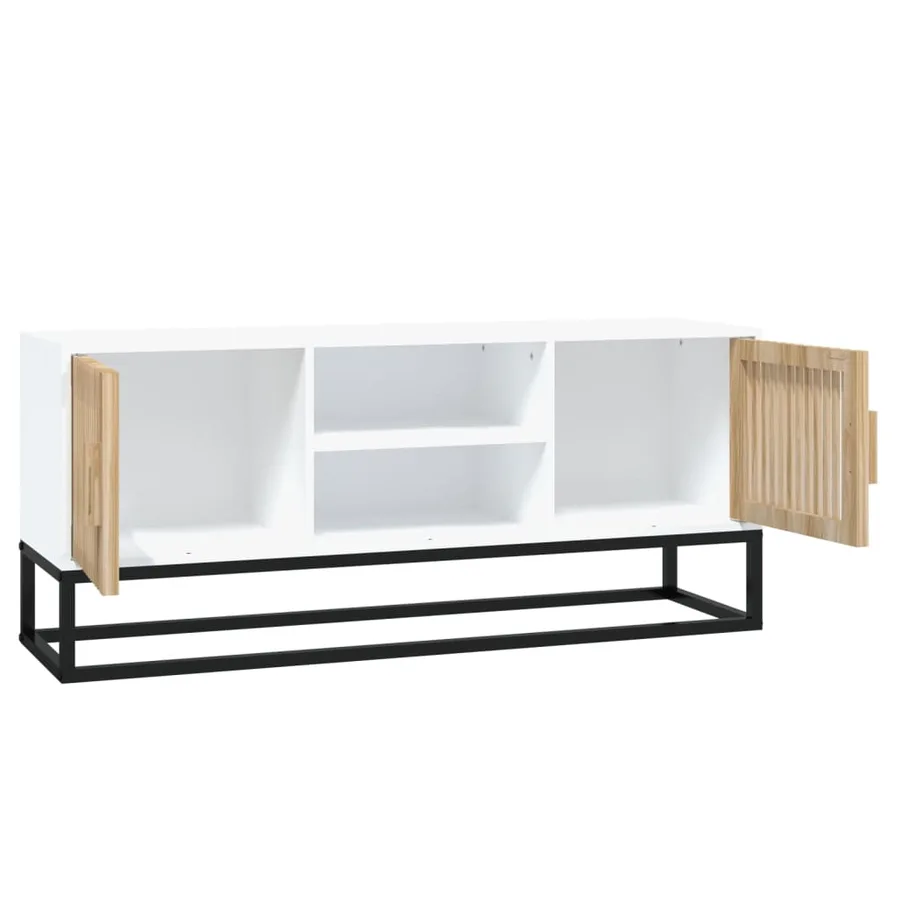 Meuble TV blanc 105x30x45 cm bois d'ingénierie et fer - 5