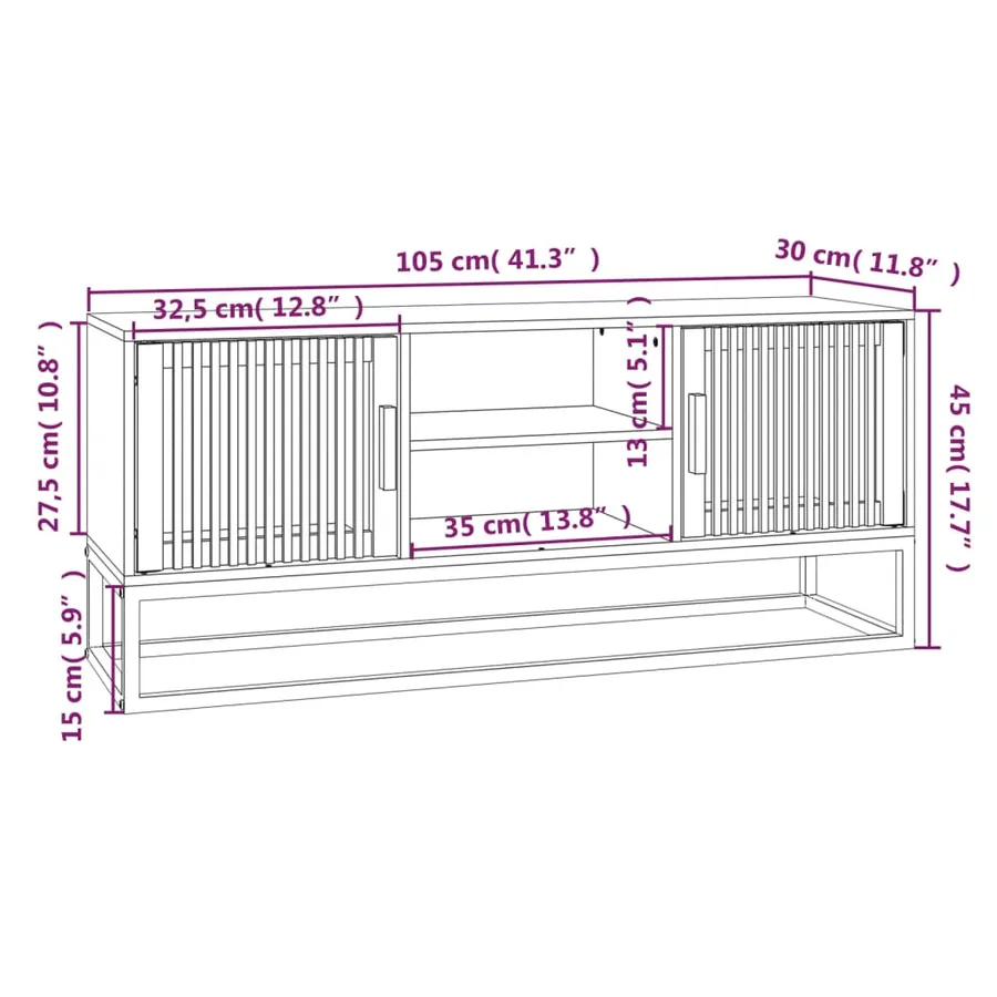 Meuble TV blanc 105x30x45 cm bois d'ingénierie et fer - 7