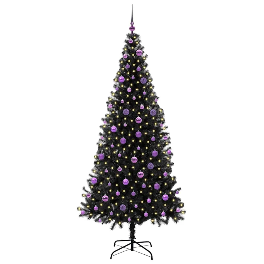 Sapin de Noël avec 300 LED avec support Noir 210 cm PVC - 3