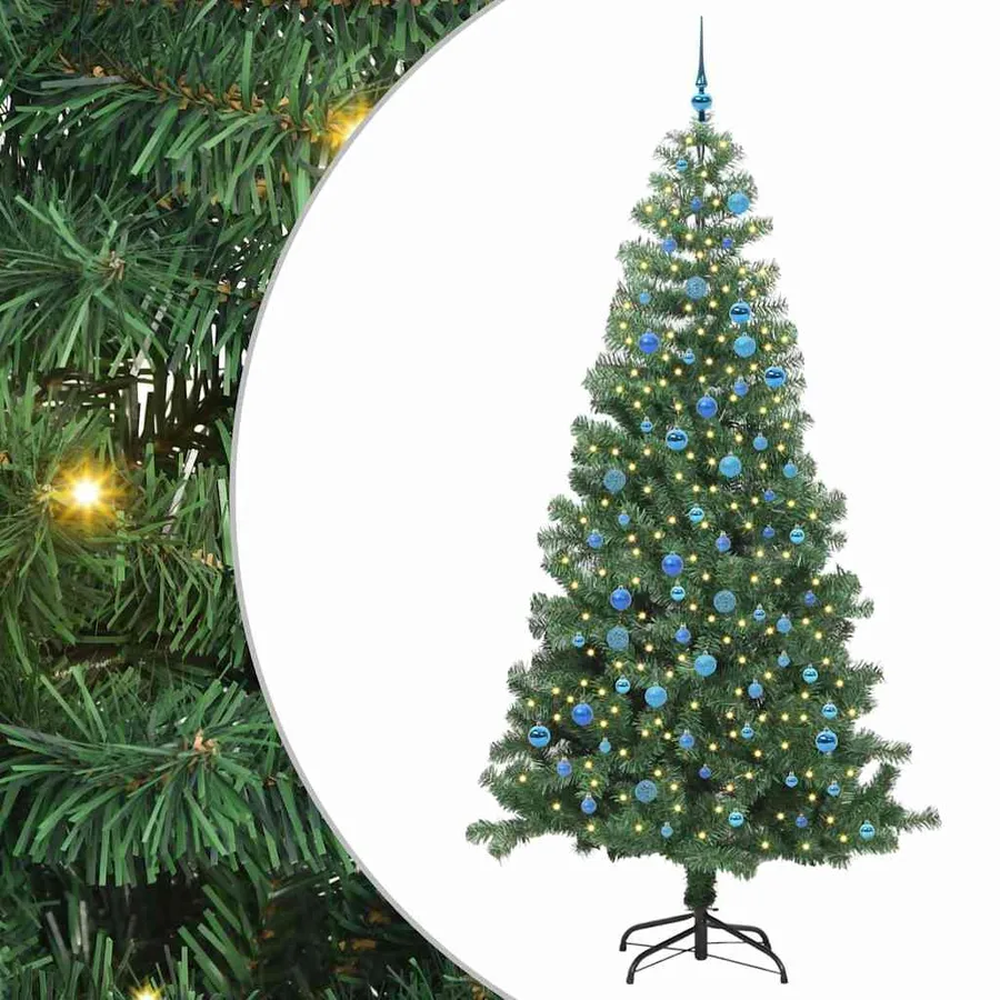 Sapin de Noël avec 300 LED avec support Vert 240 cm PVC - 2