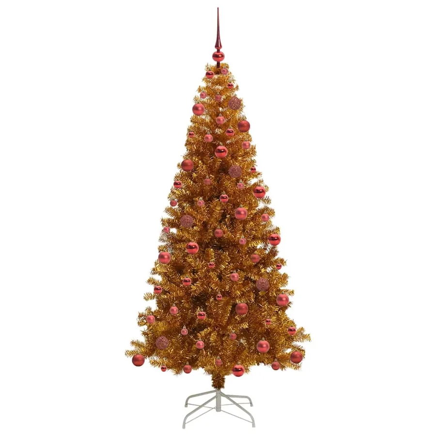 Sapin de Noël avec 300 LED avec support Doré 180 cm PET - 4