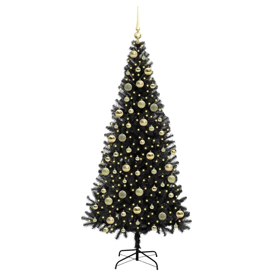 Sapin de Noël avec 300 LED avec support Noir 210 cm PVC - 3