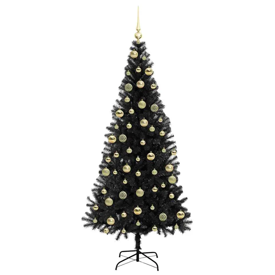 Sapin de Noël avec 300 LED avec support Noir 210 cm PVC - 4