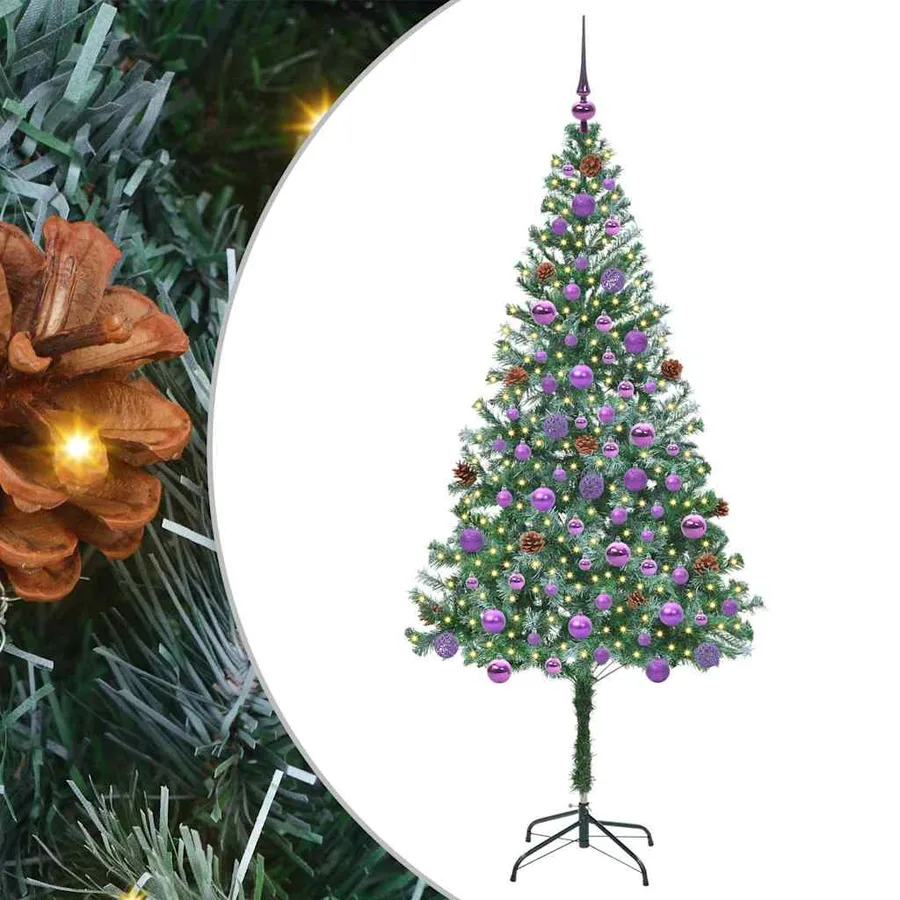 Sapin de Noël artificiel avec 300 LED Vert 180 cm PVC et Acier - 2