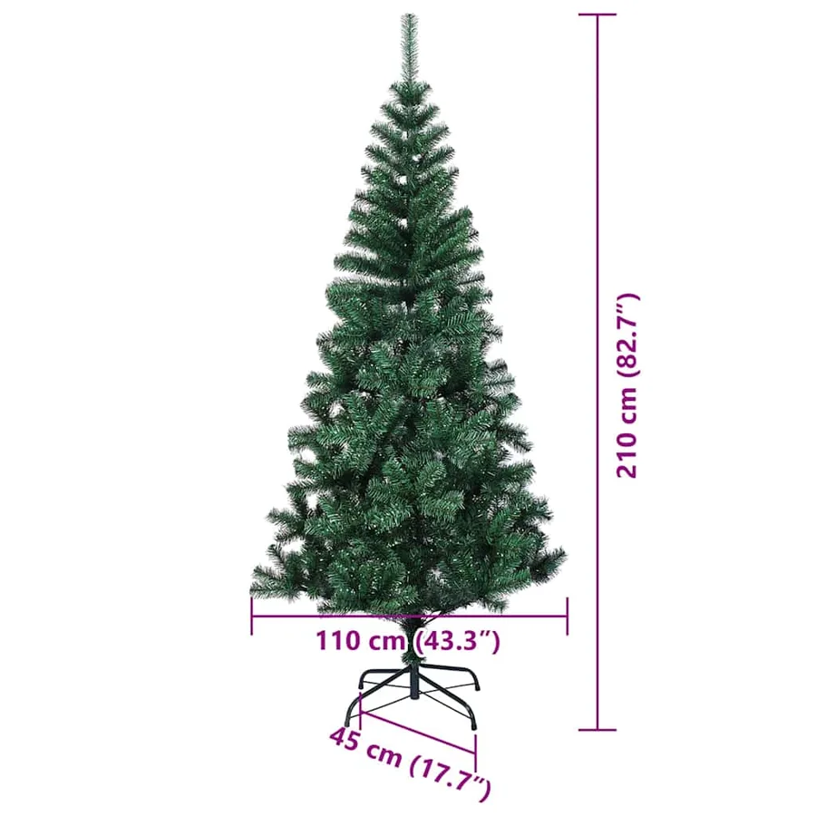 Sapin de Noël artificiel pré-éclairé Vert 210 cm PVC et métal - 15