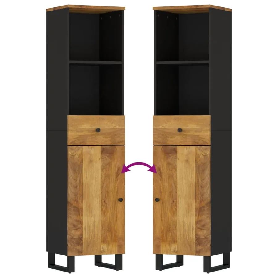 Armoire de salle de bain 38x33x160 cm bois massif de manguier - 7