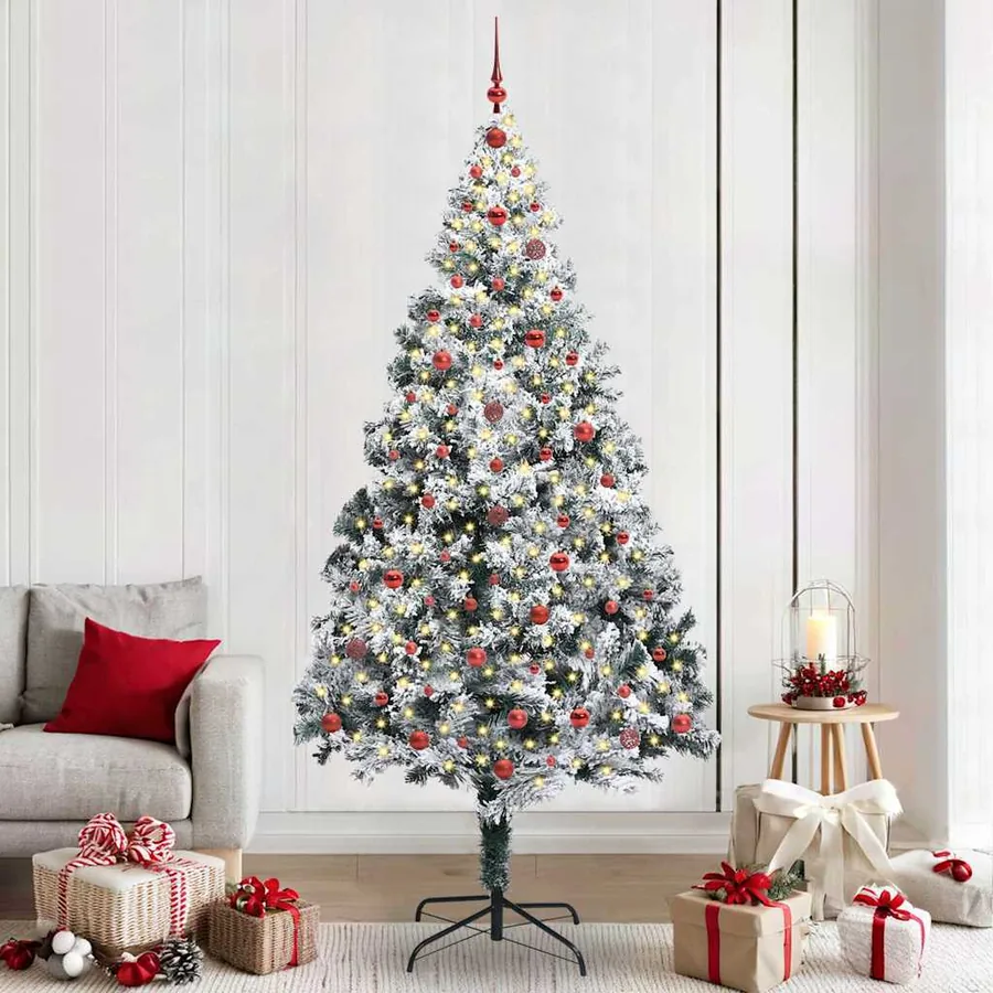 Sapin de Noël artificiel Blanc 240 cm PVC, Acier et Plastique