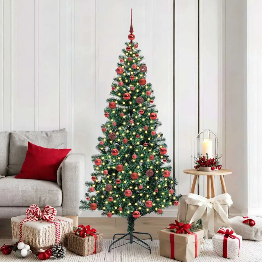 Sapin de Noël artificiel pré-éclairé Vert 180 cm PVC et métal