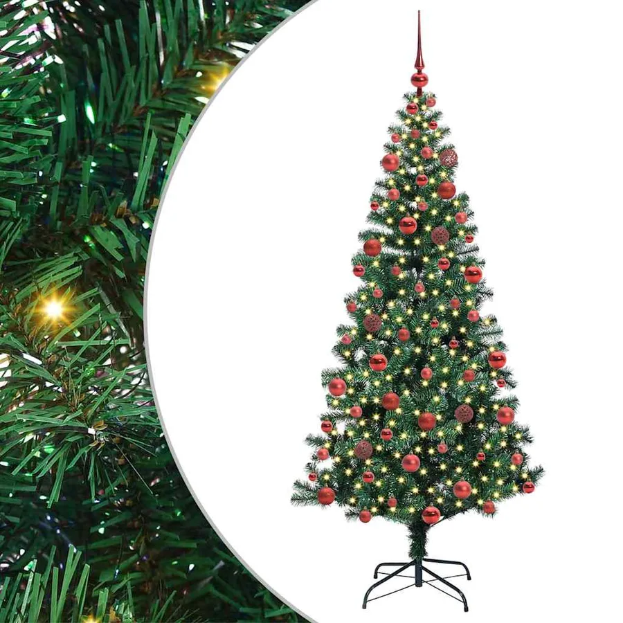 Sapin de Noël artificiel pré-éclairé Vert 180 cm PVC et métal - 2