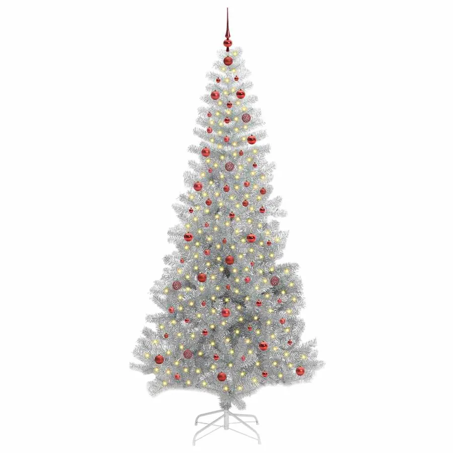 Sapin de Noël avec 300 LED avec support Argent 240 cm PET - 3